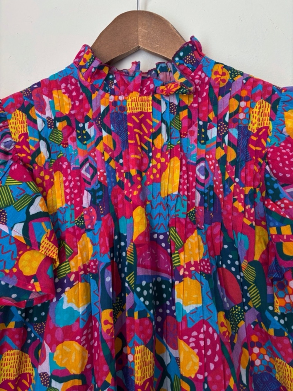 Sohana Vibrant Flutter Pintuck Top XS Bohemian Resortwear - Picture 3 of 9